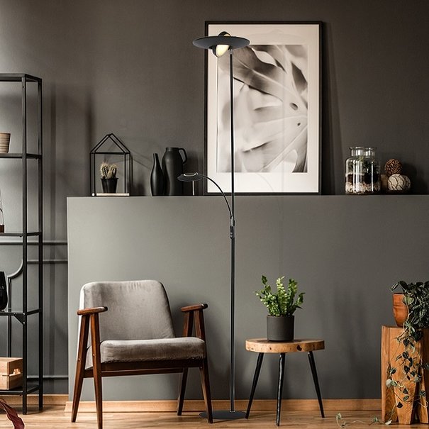 Steinhauer Moderne vloerlamp Zenith Met leeslamp zwart