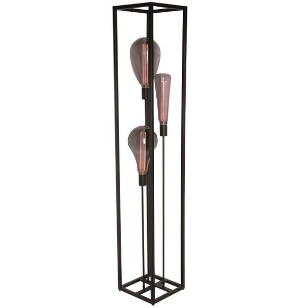 Freelight Moderne Industriële vloerlamp Palco 3-lichts zwart