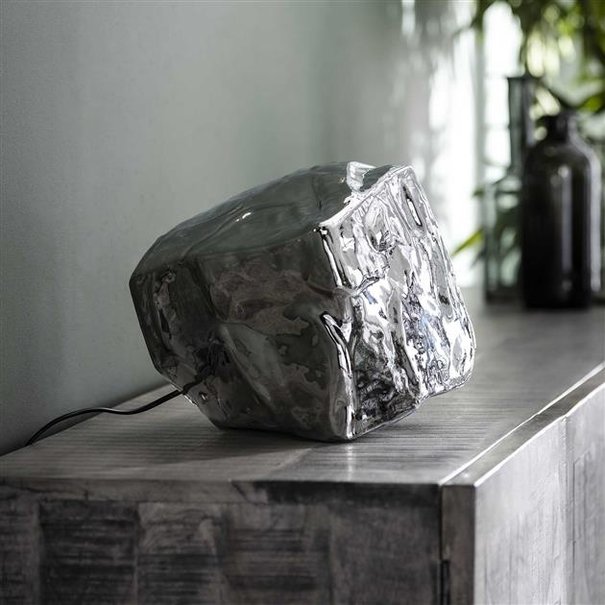 BelaLuz Moderne tafellamp Ice Cube chrome glas
