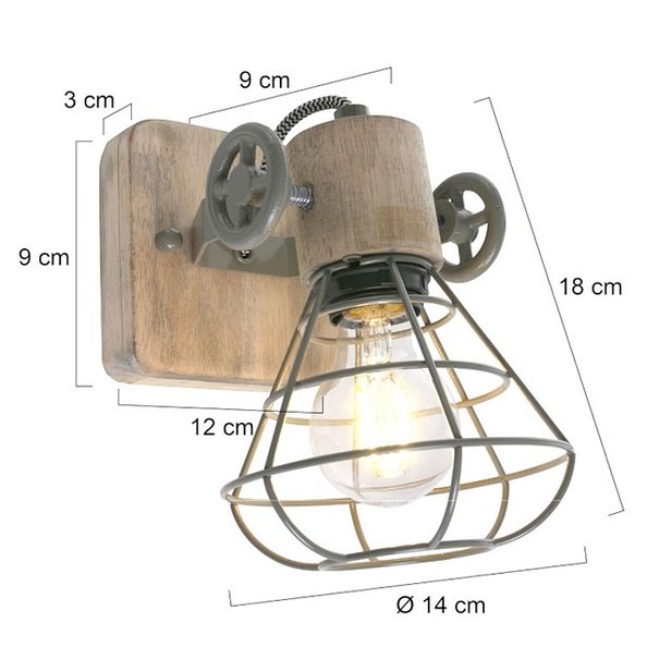 Anne Lighting Landelijke - Wandlamp - Groen - 1 lichts - Geurnesey