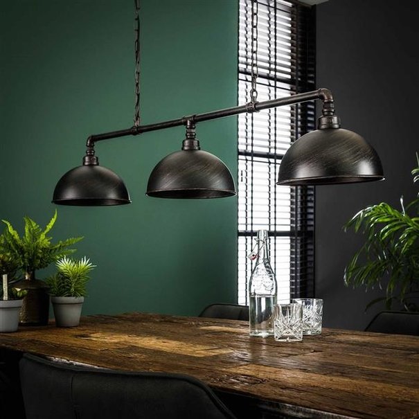 BelaLuz Industriële hanglamp Pipe 3-lichts zwart