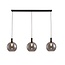 Freelight Hanglamp Chandra 3-lichts, smoke glas op een zwarte balk