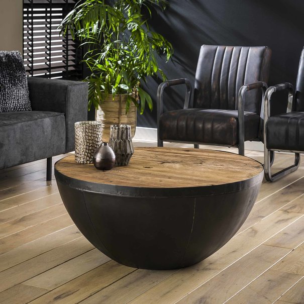 BelaLuz Landelijk Industriële Mars Ø90 cm salontafel hardhout