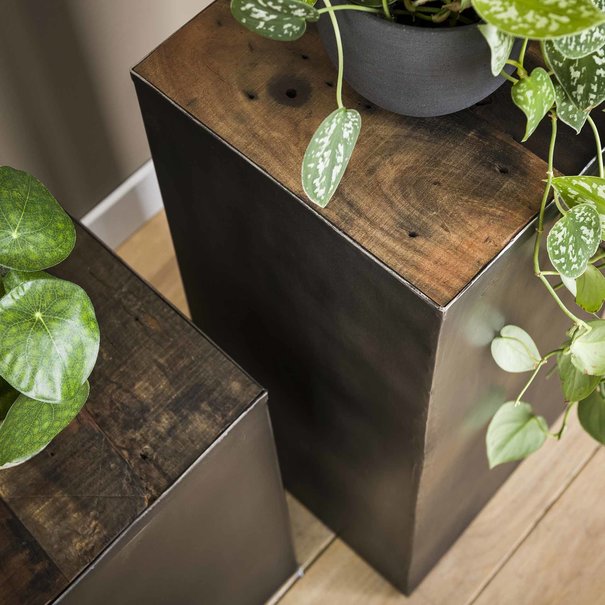 BelaLuz Landelijke bloementafel Mars 50 cm robuust hardhout