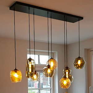 Moderne hanglamp Quinto 8-lichts zwart