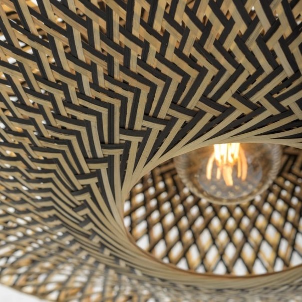 GOOD & MOJO Landelijke plafondlamp Bali Ø44 cm zwart naturel bamboe