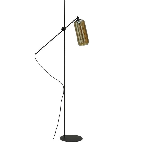 Moderne vloerlamp Quinto 1-lichts zwart glas