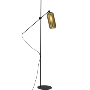 Moderne vloerlamp Quinto 1-lichts zwart glas