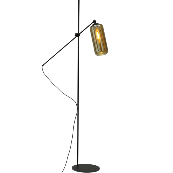 Moderne - Vloerlamp - Zwart - Glas - Quinto