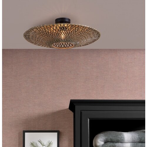 Landelijke plafondlamp Bali Ø60 cm zwart naturel bamboe