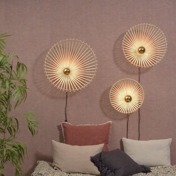 GOOD & MOJO Landelijke wandlamp Bromo Ø50 cm naturel bamboe