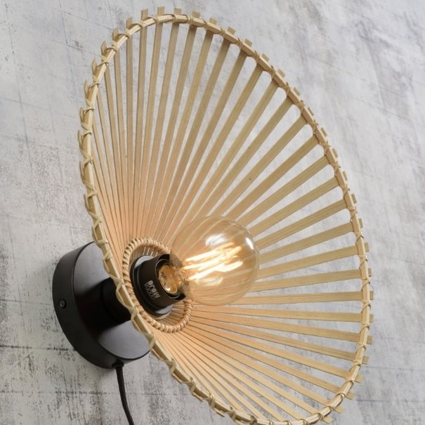GOOD & MOJO Landelijke wandlamp Bromo Ø50 cm naturel bamboe