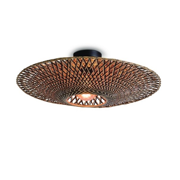 GOOD & MOJO Landelijke plafondlamp Bali Ø60 cm zwart naturel bamboe