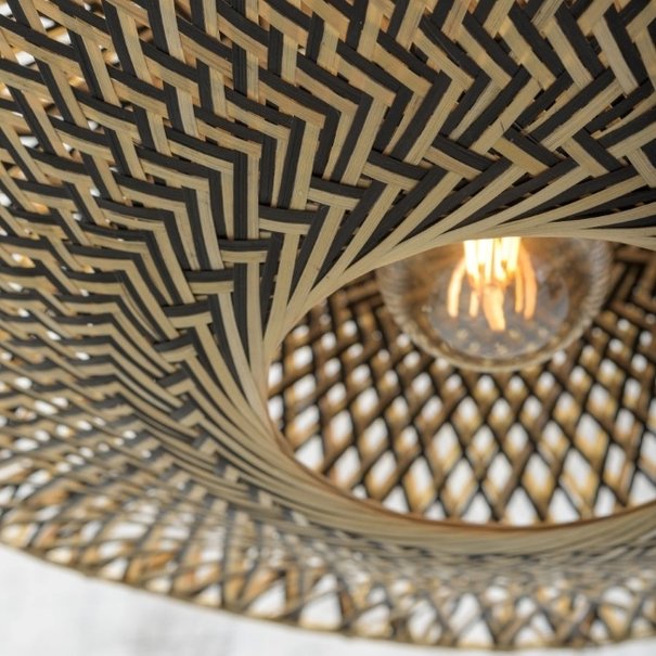 GOOD & MOJO Landelijke plafondlamp Bali Ø87 cm zwart naturel bamboe