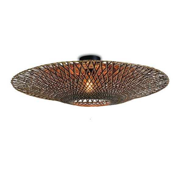 GOOD & MOJO Landelijke plafondlamp Bali Ø87 cm zwart naturel bamboe