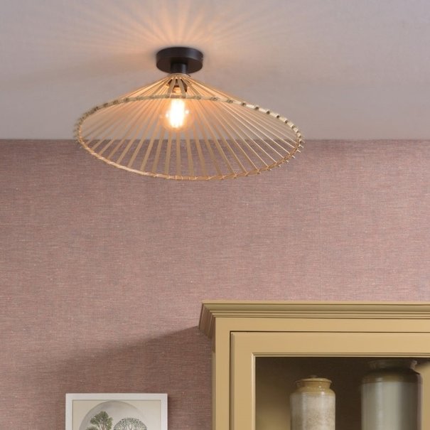 GOOD & MOJO Landelijke plafondlamp Bromo asymetrisch large naturel bamboe