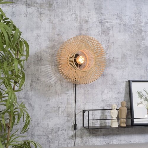 Landelijke wandlamp Bromo small naturel bamboe