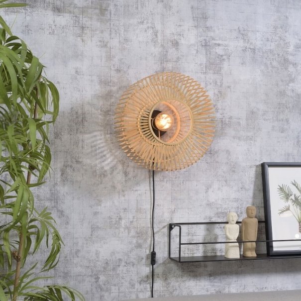 GOOD & MOJO Landelijke wandlamp Bromo small naturel bamboe