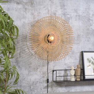 GOOD & MOJO Landelijke wandlamp Bromo Ø60 cm naturel bamboe