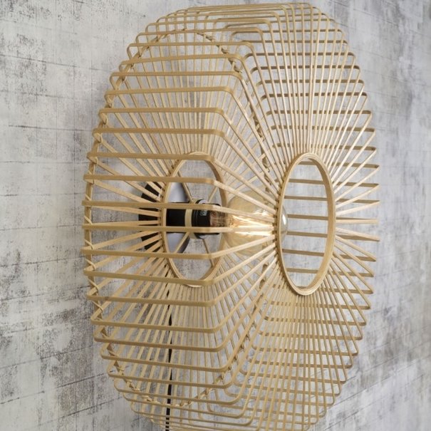 GOOD & MOJO Landelijke wandlamp Bromo Ø60 cm naturel bamboe