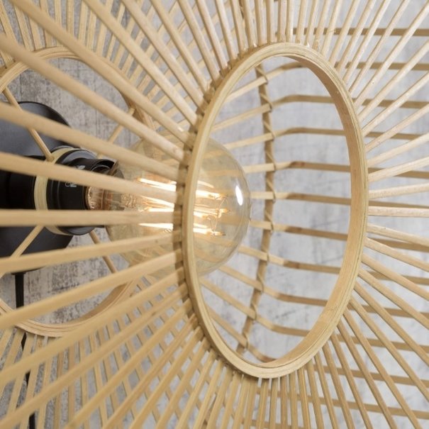 GOOD & MOJO Landelijke wandlamp Bromo Ø60 cm naturel bamboe