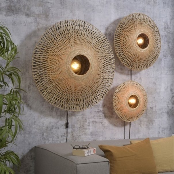 GOOD & MOJO Landelijke wandlamp Kalimantan medium bamboe naturel