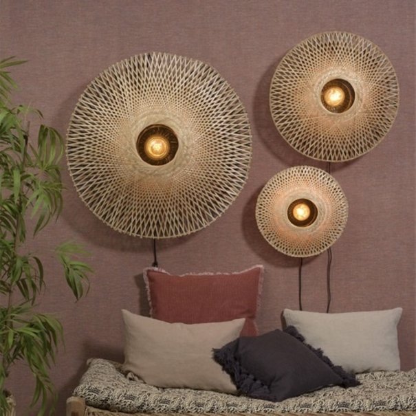GOOD & MOJO Landelijke wandlamp Kalimantan medium bamboe naturel