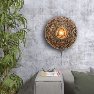 GOOD & MOJO Landelijke wandlamp Bali Ø44 cm zwart naturel bamboe