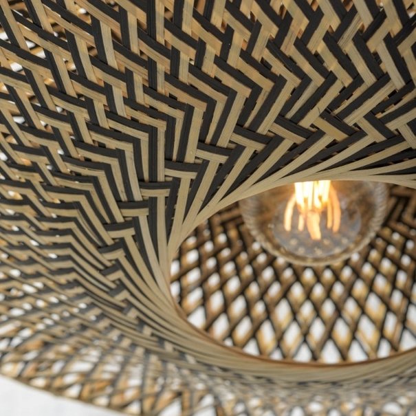 GOOD & MOJO Landelijke wandlamp Bali Ø60 cm zwart naturel bamboe