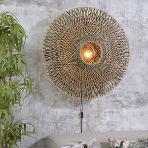 GOOD & MOJO Landelijke wandlamp Bali Ø87 cm zwart naturel bamboe