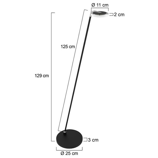 Steinhauer Moderne - Vloerlamp - Zwart - Glas - Turound