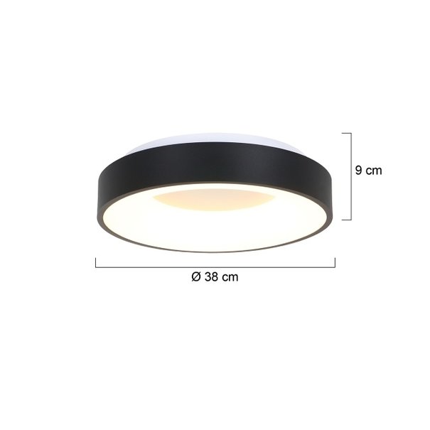 Steinhauer Moderne plafondlamp Ringlede Ø38 cm zwart