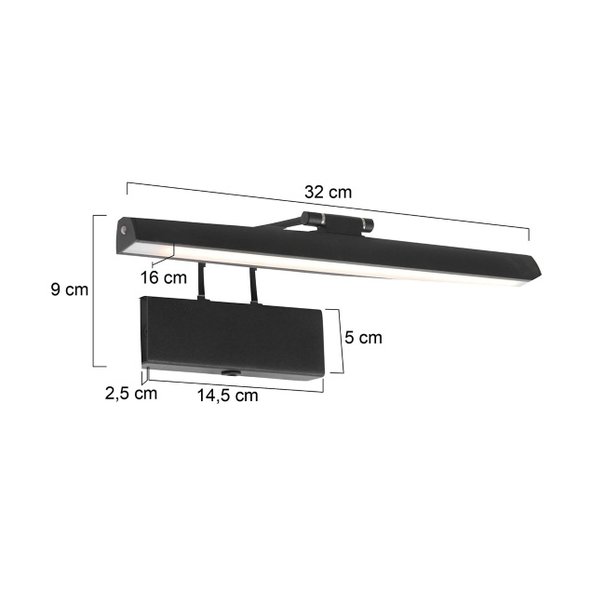 Steinhauer Moderne - Wandlamp - Zwart - 32 cm - Litho