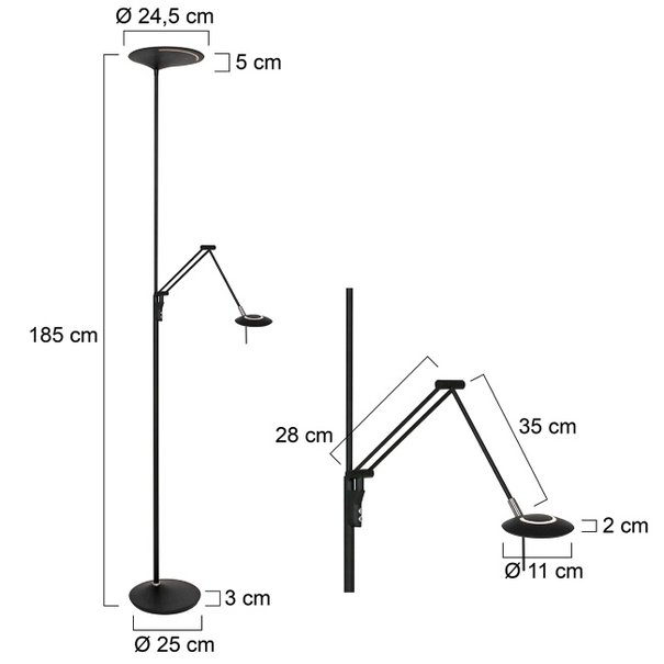 Steinhauer Moderne vloerlamp Zodiac Leeslamp zwart