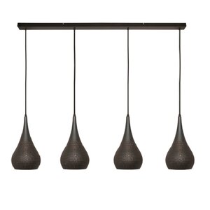 Freelight Industriële hanglamp Bruciato 4-lichts zwart bruin