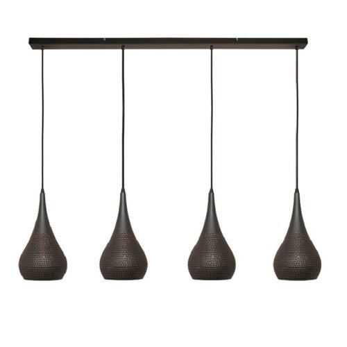 Industriële hanglamp Bruciato 4-lichts zwart bruin