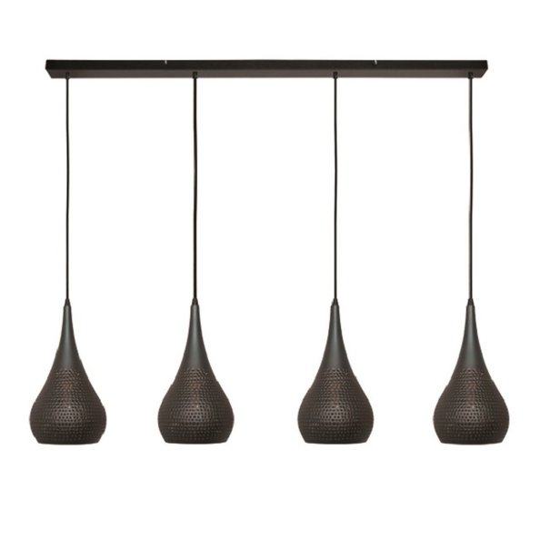 Freelight Industriële hanglamp Bruciato 4-lichts zwart bruin