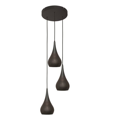 Industriële hanglamp Bruciato 3-lichts getrapt zwart bruin