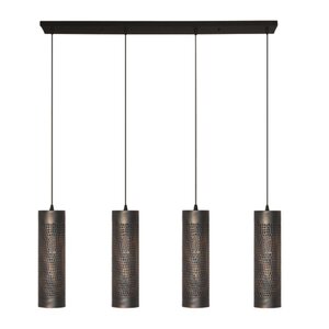 Freelight Industriële hanglamp Forato 4-lichts zwart bruin