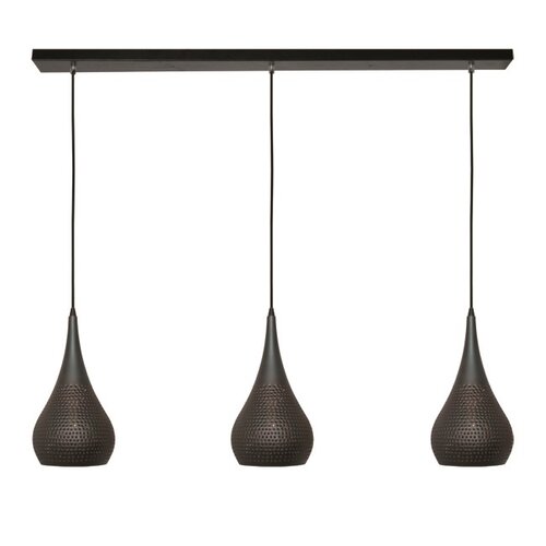 Industriële hanglamp Bruciato 3-lichts op balk zwart bruin
