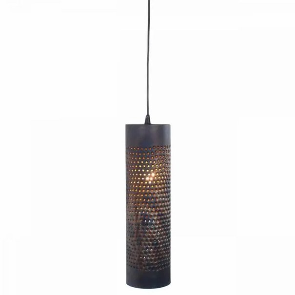 Freelight Industriële hanglamp Forato bruin 1-lichts zwart