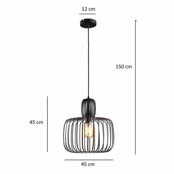 Freelight Moderne hanglamp Costola Ø45 cm zwart