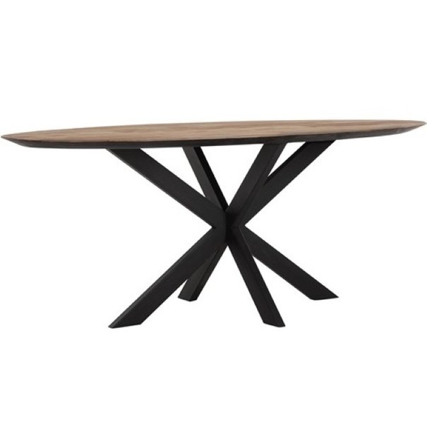 Landelijke eettafel Timeless 200 x 100 cm ovaal teakhout