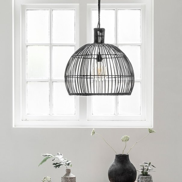 MUST Living Landelijke - hanglamp - zwart - rattan - Las Salinas