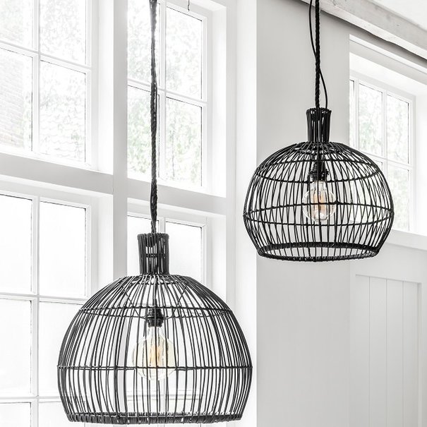 BelaLuz Landelijke hanglamp Las Salinas zwart rattan
