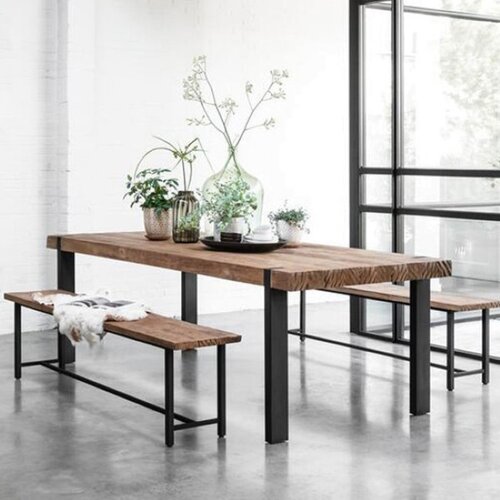 Landelijk industriële Eettafel Beam 250 x 100 cm gerecycled teakhout