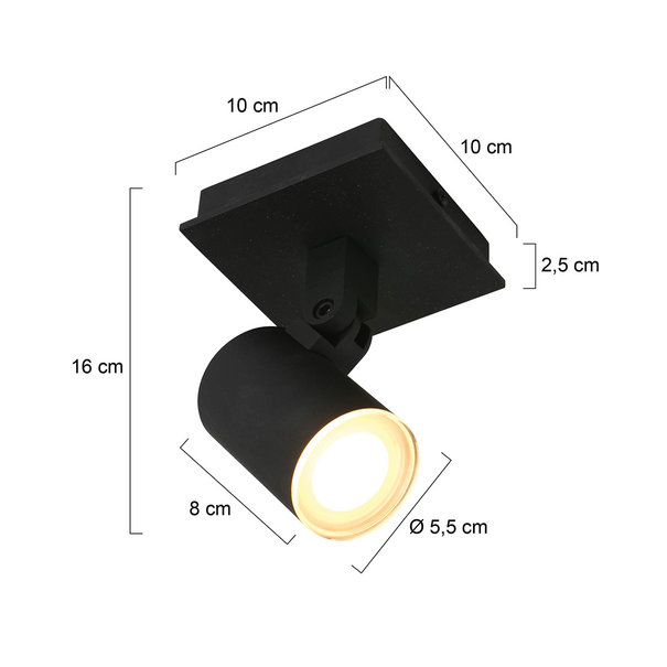Steinhauer Moderne opbouwspot Points Noirs 1-lichts IP44 zwart