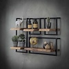 BelaLuz Landelijke wandplank Orlando set 1 acaciahout met zwart frame