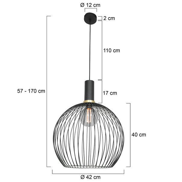 Mexlite Moderne hanglamp Aureole Ø45 cm zwart