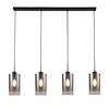 Freelight Moderne hanglamp Ventotto smoke glas 4-lichts zwart